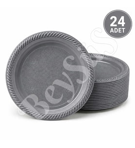 Parti Plastik Tabak 24lü Gümüş