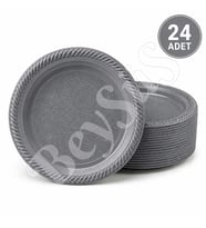 Parti Plastik Tabak 24lü Gümüş
