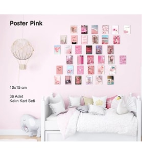 Pastel Pembe Poster Seti 36 Adet 10x15 Cm Girl