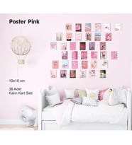 Pastel Pembe Poster Seti 36 Adet 10x15 Cm Girl