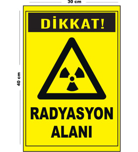 Metal Radyasyon Alanı 30 cm x 40 cm A3 Büyüklüğünde Uyarı Levhası Yönlendirme Tabelası