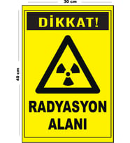 Metal Radyasyon Alanı 30 cm x 40 cm A3 Büyüklüğünde Uyarı Levhası Yönlendirme Tabelası
