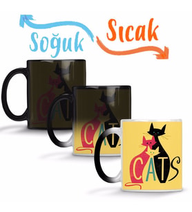 Cats Kediler Sihirli Kupa Bardak Porselen