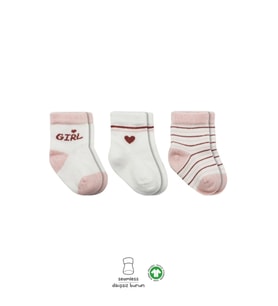 3'Lü Penye Boy And Girl Soket Çorap BS10114 Pembe