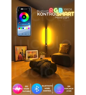 Şerit LED Smart RGB Bluetooth LED Lambader – 256 Renk Işık Kontrollü Akıllı Abajur Aplik