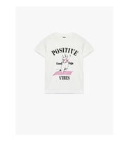 Koton Kedi Baskılı Ekru Kız Çocuk T-Shirt 6SKG10109AK