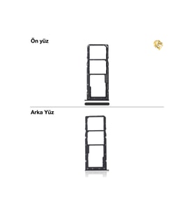 Uyumlu Galaxy A12 Sim İç Yuvası Çiftli Siyah Çiftli sim yuvası ikili sim tepsisi çiftli sim aparatı dual sim çekmecesi