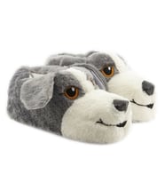 Hayvanlı Peluş H10 Erkek Ev Pandufu Ev Ayakkabısı Terliği Köpekli (Gri)