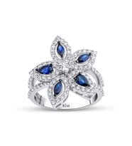 1.50 Karat Laboratuvar Pırlanta Fantezi Safir Yüzük - HRD Sertifikalı