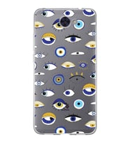 PrintiFy Huawei Y7 2017 ile Uyumlu 1mm Slim Fit Nazar Boncuğu 2 Baskılı Şeffaf  Kılıf