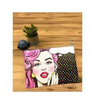 Renkli Popart Desen Cluch Portföy Çanta (Siyah-Siyah)