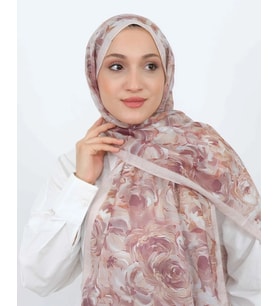 Luissa Soft Şal Gül Desen Vizon