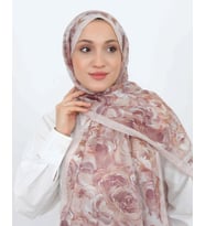Luissa Soft Şal Gül Desen Vizon