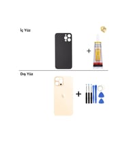iPhone 12 PRO MAX Altın Arka Kapak Arka Cam Batarya Kapağı Lazer Kesim Kapak Pil Kapağı + B-7000 Yapıştırıcı + Tamir Seti