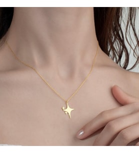Kişiye Özel 925 Ayar Gümüş Şık Tasarım Parıltı Işık Kolye (Gold)