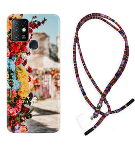 INFINIX Hot 8 9 10 11S Hot 10 Play 10T Kılıf Boyun Asklı Rasta Silikon Gerçek Çiçekler 1743