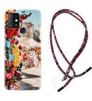 INFINIX Hot 8 9 10 11S Hot 10 Play 10T Kılıf Boyun Asklı Rasta Silikon Gerçek Çiçekler 1743