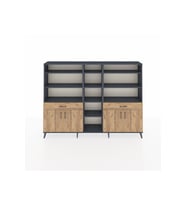 Arges Dolap 12 Raflı 2 Çekmeceli 4 Kapaklı 220x30x163 Antrasit-Çam