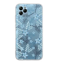 PrintiFy General Mobile GM 21 Uyumlu Kamera Korumalı Floral Mavi Tasarımlı Şeffaf  Kılıf