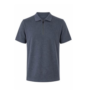 Trender Likralı Petek Yakalı Yarım Fermuarlı Petrol Erkek Polo Yaka T-shirt 2938