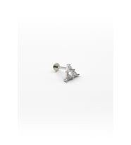 Taşlı Üçgen Model Tragus Piercing - Gümüş  Anti Alerjik, Kararma Yapmaz, 8 mm