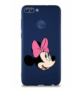 Huawei P Smart Soft Premier Kapak Minnie Mouse-A Tasarımlı Silikon Kılıf - Lacivert (Şeffaf)