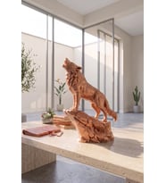Kişiye Özel Dekoratif Uluyan Kurt Heykeli 3D Baskı Figür - Modern Hayvan Biblosu