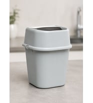 Gri Çöp Yut Tezgah Üstü Çöp Kovası 3 L - Inox ve Gri Mutfak Uyumlu Mini Sallanır Kapak Çöp Kutusu
