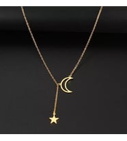 Kişiye Özel 925 Ayar Gümüş Sallantılı Ay Yıldız Kolye (Gold)