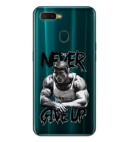 Oppo A5S/AX7/A12 Uyumlu Arnold Fitness Never Give Up Desenli Şeffaf Telefon Kılıfı