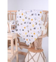 Babyhola Müslin Örtü 80x80cm Uzay Desen Organik Hediyelik Emzirme Alt Açma Yenidoğan Puset Örtüsü
