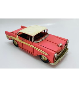 NOSTALJİK DEKORATİF METAL ARABA PEMBE