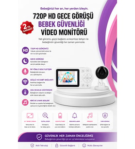 Gece Görüşlü Bebek Kamerası Ninni ve Alarm Özellikli