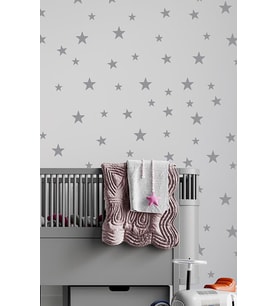 Gümüş Yıldız Duvar Sticker 3-4-5 cm 130 Adet Gri  Bebek ve Çocuk Odası Dekoratif Duvar Çıkartması Sticker