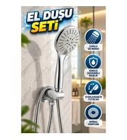 Çok Fonksiyonlu El Duşu Seti – Spiral Hortum, Ayarlanabilir Tutacak ve Kirece Dayanıklı Başlık