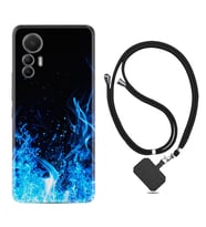 Xiaomi 12 Lite Kılıf Silikon Boyun Askılı İpli Desenli Silikon Blue Fire 1678