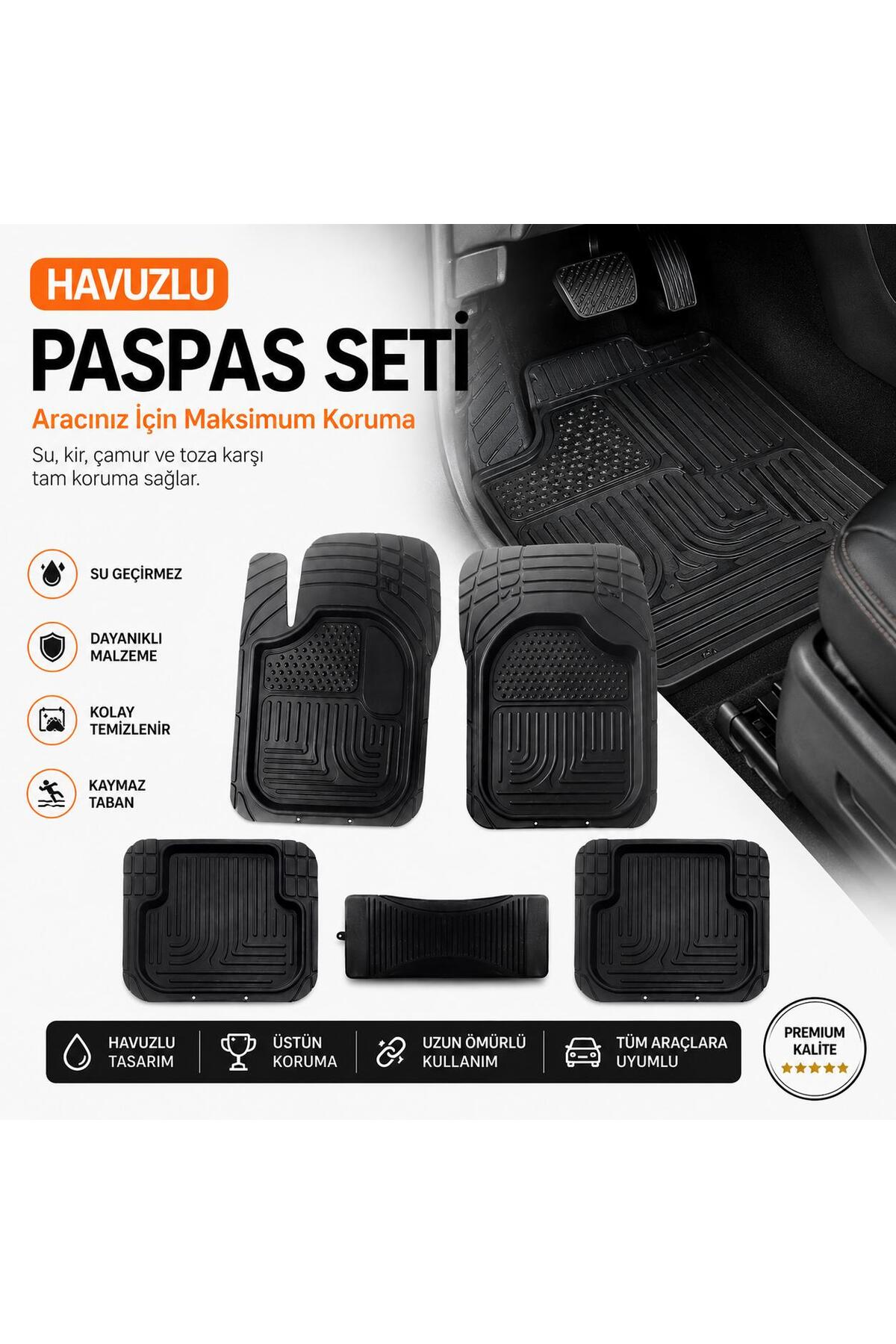 Seat Ateca araçlarına uyumlu havuzlu oto paspas 5 Parca Kaliteli