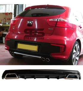 Kia Rio Difüzör Arka Tampon Eki 2 Egzoz Çıkışlı Siyah Lüx Tip