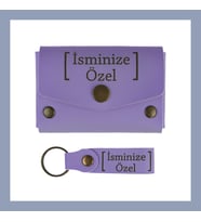 Mor Menekşe, Kişiye Özel Hediye Takımı, Unutulmaz Hatıralık Cüzdan ve Anahtarlık Set, Mutlu Hisset (Lila - Mor)