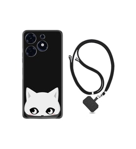Spark 10 Pro Kılıf Silikon Boyun Askılı İpli Desenli Silikon Pandemi Cat 1729