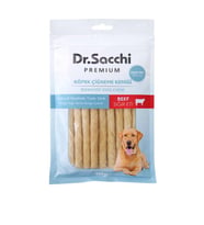 Dr.Sacchi Premium Sığır Etli Doğal Sığır Derisi Burgu Çubuk Tahılsız Köpek Ödülü 5'' 15'li 110 Gr (Krem)
