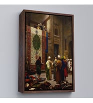 Çerçeveli Osman Hamdi Bey'in Halı Tüccarı İsimli Eseri Kanvas Tablo (Beyaz)