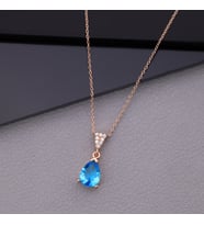 925 Ayar Gümüş Aquamarine Taşlı Damla Kolye
