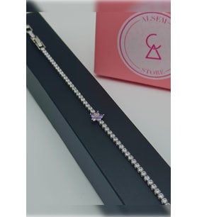 925 Ayar Gümüş Lotus Su Yolu Bileklik , Pembe ve Mor Lotus Su Yolu Bileklik , Çiçekli Bileklik (Mor)