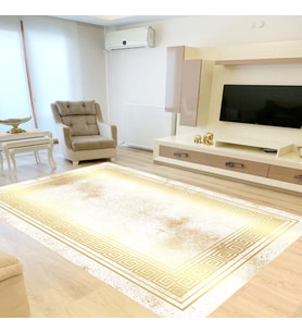 Eliana Home Dijital Baskı Yıkanabilir Kaymaz Taban Salon Halısı Ve Yolluk LNA0833-FNL43 (Sarı)