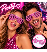 Gümüş Detaylı Pembe Panjur Parti Gözlüğü (5680)
