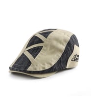 Valkyrie İtalyan Style Retro Zigzag Çizgi Detaylı Erkek Kasket Şapka Tokalı Ayarlanabilir Erkek Krem