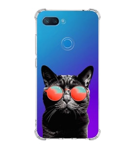 PrintiFy Xiaomi Mi 8 Lite Uyumlu Kedi 3 Baskılı Şeffaf Köşe Korumalı Antişok Kılıf