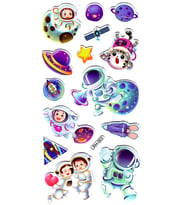Sticker Kabartmalı Stiker Defter Planlayıcı Etiket (Lrh003)-17x9 cm- Kedi ve Astronot