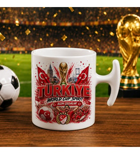 BK Gift Türkiye Taraftar Temalı Dünya Futbol Kupası Tasarımlı Hammer Kupa Bardak-9 Tek Yürek Milli Takım Ruhu